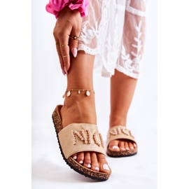 PE1 Classic Suede Beaded Slippers Beige Vayana 1