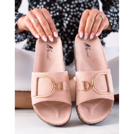 MIKA Suede slippers pink 1