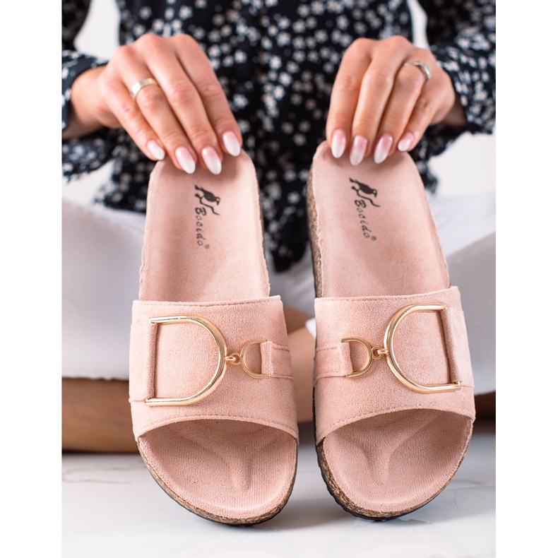 MIKA Suede slippers pink 1