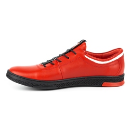 Polbut Men's leather casual shoes K23 red with black 1