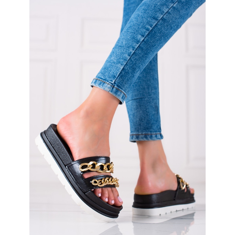 WELLSPRING Fashion Slippers With Chains black 1