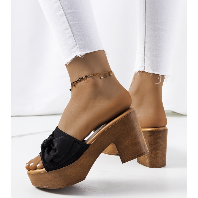 Black high-heeled Sarthe slippers 1 Black high-heeled Sarthe slippers 1