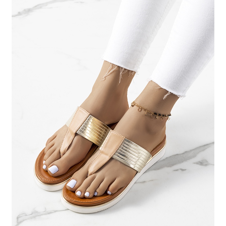 Beige metallic Murilo slippers 1