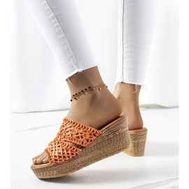 Clara's orange wedge slippers 1