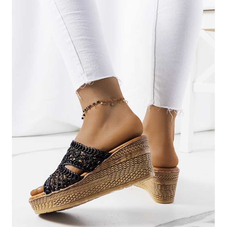 Black Clara wedge heels 1