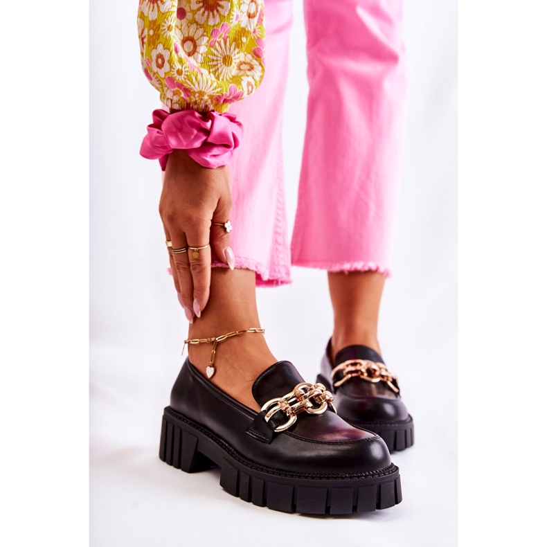 PS1 Leather Shoes With Decorative Black Carmine Chain 1