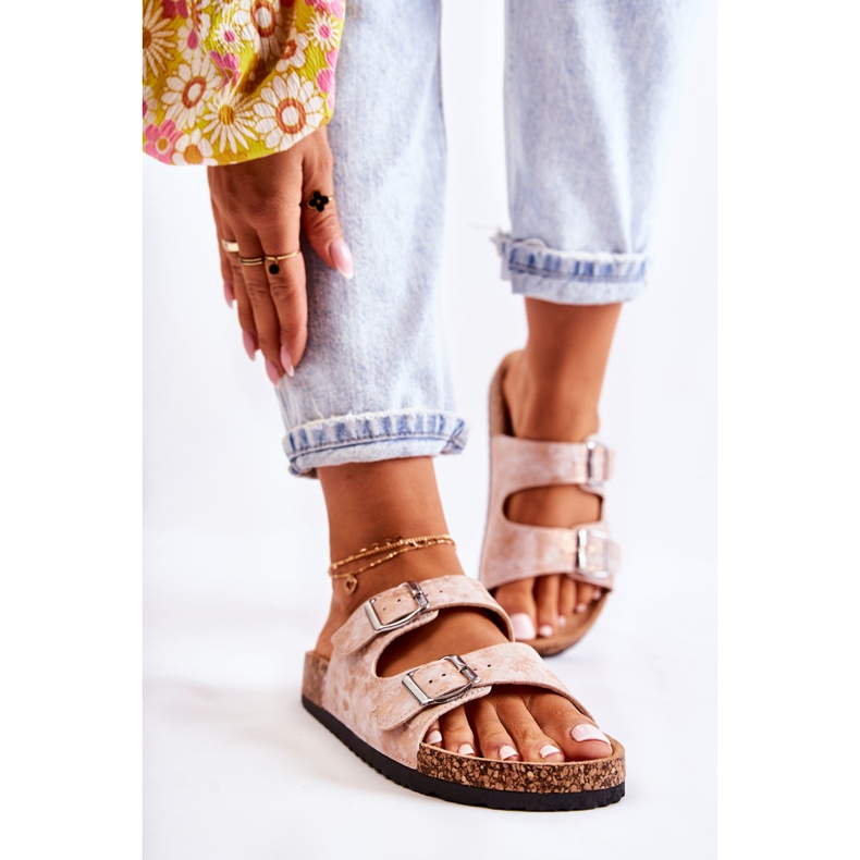 PE1 Women's Slippers On Cork With Buckles Rose Gold Vivio pink 2 PE1 Women's Slippers On Cork With Buckles Rose Gold Vivio pink 2