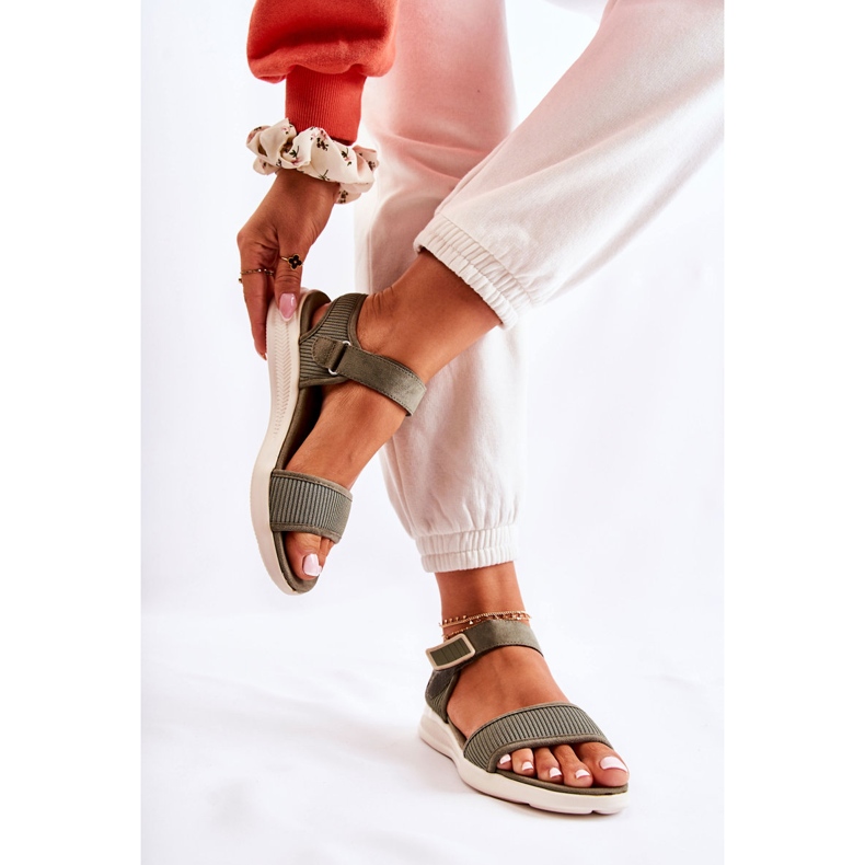 PE1 Women's Comfortable Sandals With Velcro Green Sidney 2