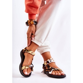 PM1 Women's Sandals With Velcro Black Caprisa white 2
