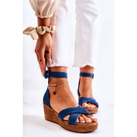 Suede Wedge Sandals Maciejka 04565-06 Navy Blue multicolored 1