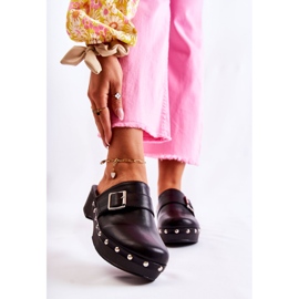 FS1 Women's Slippers Clogs On Heel Black Ivette 1