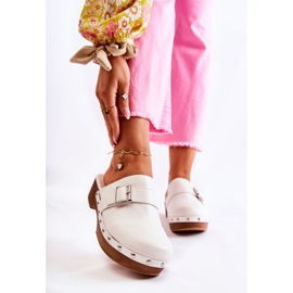 FS1 Women's Slippers Clogs On Heel White Ivette 1