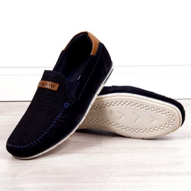 Leather loafers Bugatti M HH153084 navy blue brown 1