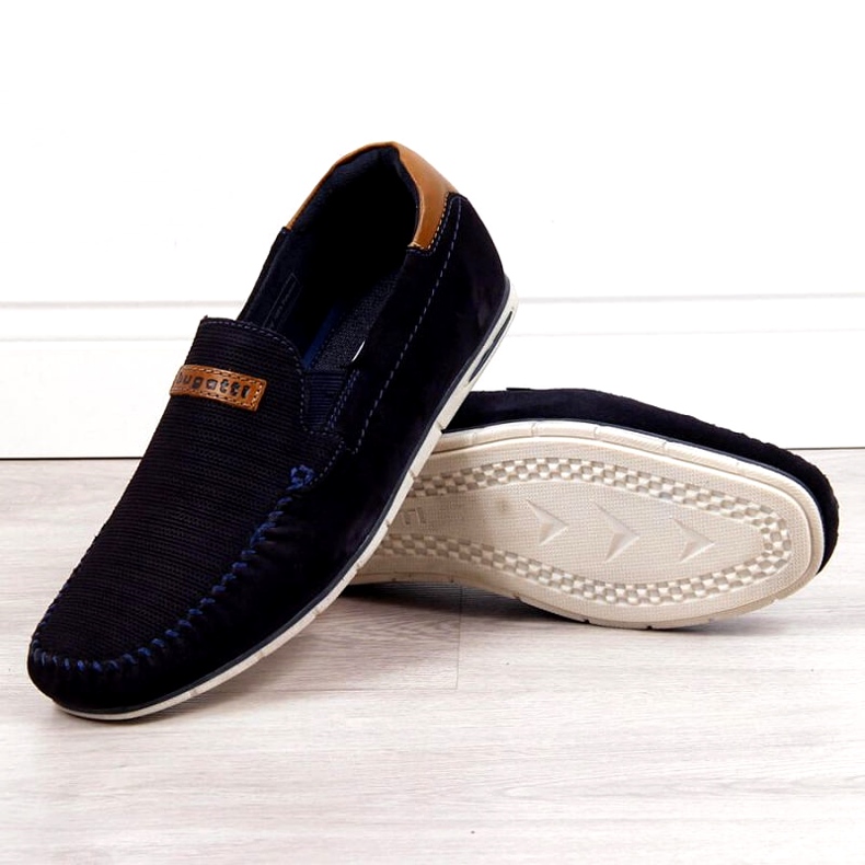 Leather loafers Bugatti M HH153084 navy blue brown 1