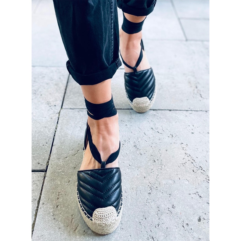 Freesia Black ankle tied espadrilles 2
