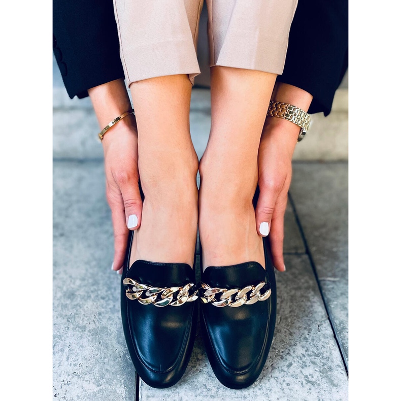Addison Black Loafers with Chain 2