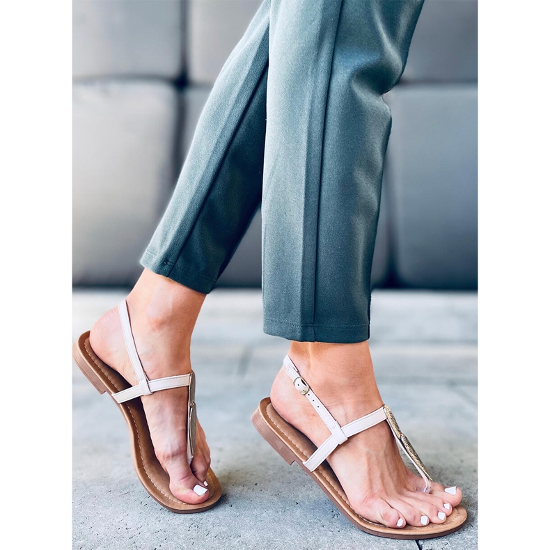 Attina Beige flip-flops golden 1