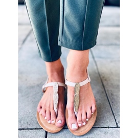 Attina Beige flip-flops golden 2