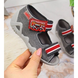 Gray Velcro gray slippers for kindergarten Jr. Befado 1