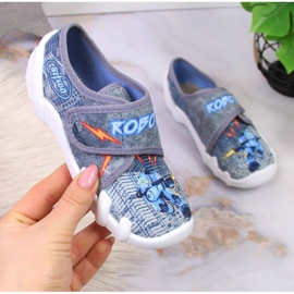 Gray Velcro gray slippers for kindergarten Jr. Befado 1