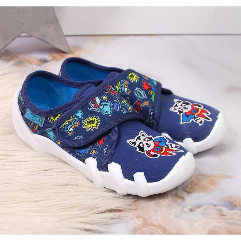 Jr. Befado velcro slippers for kindergarten navy blue 2