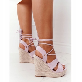 MSMG Tied Wedge Sandals Violet Mallorca purple 1