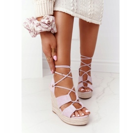 MSMG Tied Wedge Sandals Violet Mallorca purple 2