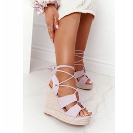 MSMG Tied Wedge Sandals Violet Mallorca purple 3