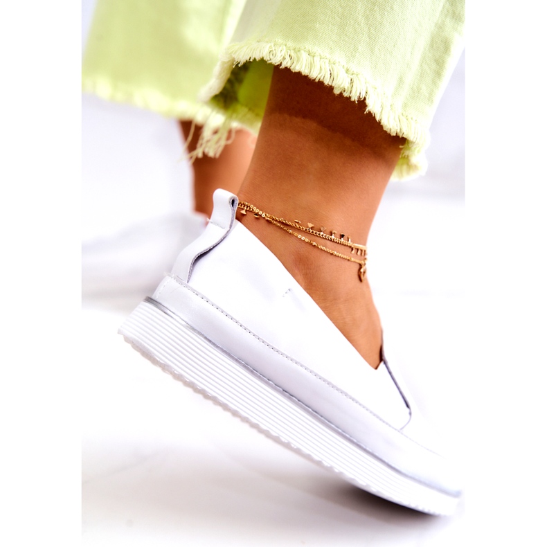 Women's Leather Sneakers Slip-On S.Barski White 4 Women's Leather Sneakers Slip-On S.Barski White 4