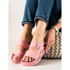 SHELOVET Pink slippers with a buckle 1