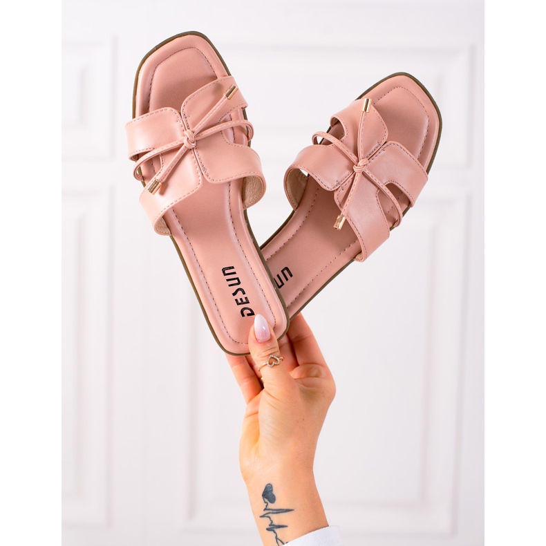 SHELOVET Slippers with decorative binding pink 1