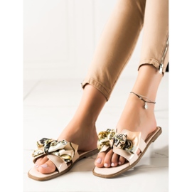 SHELOVET Slippers With A Decorative Bow beige 1