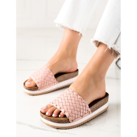SHELOVET Braided Slippers On The Platform pink 1