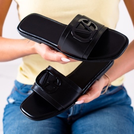 SHELOVET Black Slippers 1