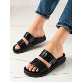 SHELOVET Black Slippers With A Buckle 1