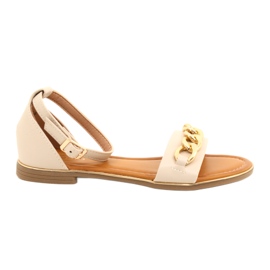 Evento Women's sandals with gold chain 22SD35-4876 beige 1