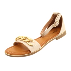 Evento Women's sandals with gold chain 22SD35-4876 beige 4