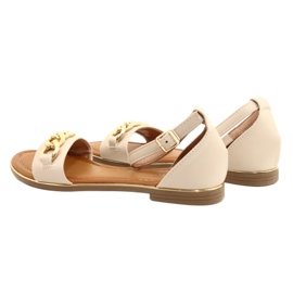 Evento Women's sandals with gold chain 22SD35-4876 beige 6