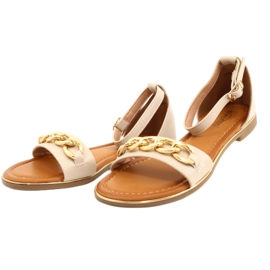 Evento Women's sandals with gold chain 22SD35-4876 beige 3