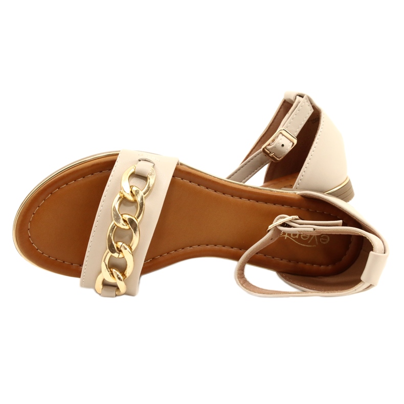 Evento Women's sandals with gold chain 22SD35-4876 beige 5
