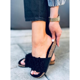 Berry Black cork slippers 2