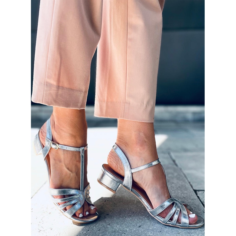 Sparkle Silver low-heeled sandals 1