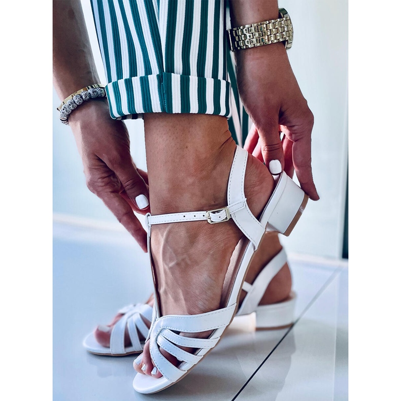 Sparkle White low-heeled sandals 1