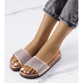 Jorja pink slippers on the cork sole 1