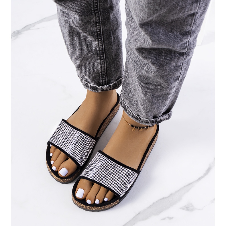 Jorja black sandals on the cork sole 1