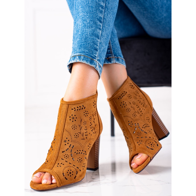Seastar Openwork Open Toe Boots brown 2