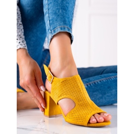 Small Swan Built-up openwork sandals yellow 1