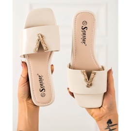 Seastar Stylish Beige Slippers 1