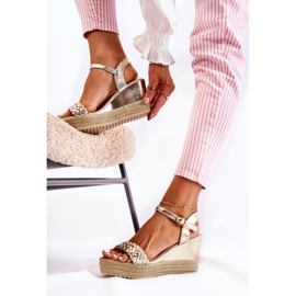 FB2 Suede Sandals On A Golden Gabriela Wedge beige 1