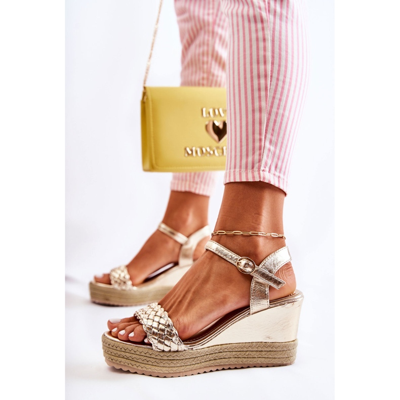 FB2 Suede Sandals On A Golden Gabriela Wedge beige 2